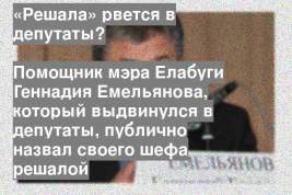Помощник мэра Елабуги Геннадия Емельянова, который выдвинулся в депутаты, публично назвал своего шефа решалой