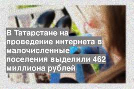 В Татарстане на проведение интернета в малочисленные поселения выделили 462 миллиона рублей